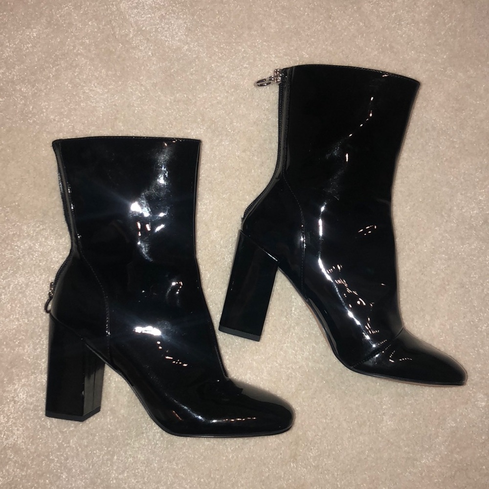 Patten leather boots